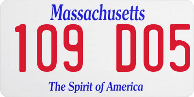 MA license plate 109DO5