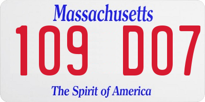 MA license plate 109DO7