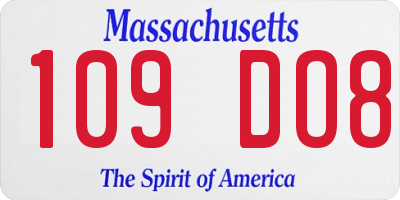 MA license plate 109DO8