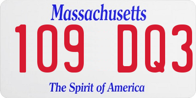 MA license plate 109DQ3