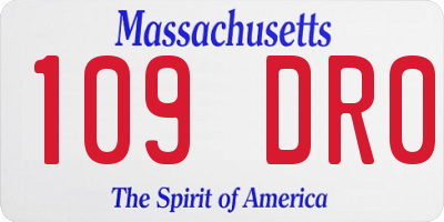 MA license plate 109DR0