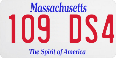 MA license plate 109DS4