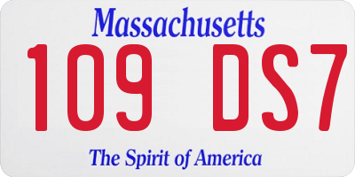 MA license plate 109DS7