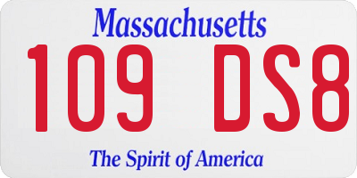 MA license plate 109DS8