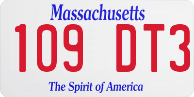 MA license plate 109DT3