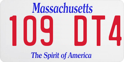 MA license plate 109DT4