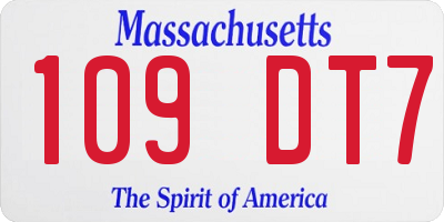 MA license plate 109DT7