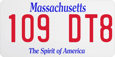 MA license plate 109DT8