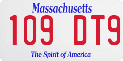 MA license plate 109DT9