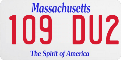 MA license plate 109DU2