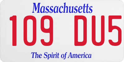 MA license plate 109DU5