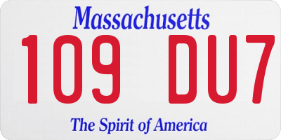 MA license plate 109DU7
