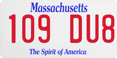 MA license plate 109DU8