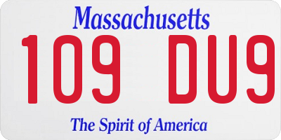 MA license plate 109DU9