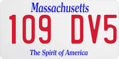 MA license plate 109DV5