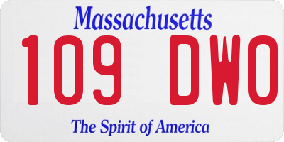 MA license plate 109DW0