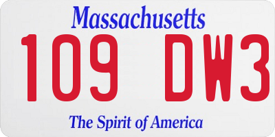 MA license plate 109DW3