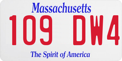 MA license plate 109DW4