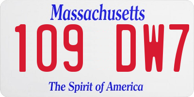 MA license plate 109DW7