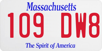 MA license plate 109DW8