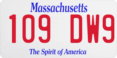 MA license plate 109DW9