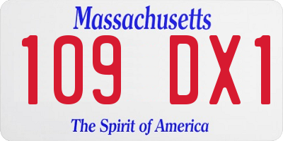 MA license plate 109DX1