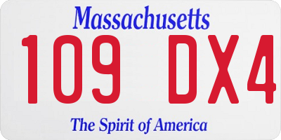 MA license plate 109DX4