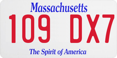 MA license plate 109DX7