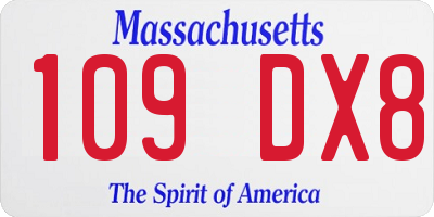 MA license plate 109DX8