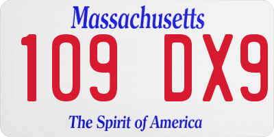 MA license plate 109DX9