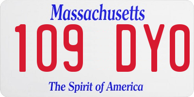 MA license plate 109DY0