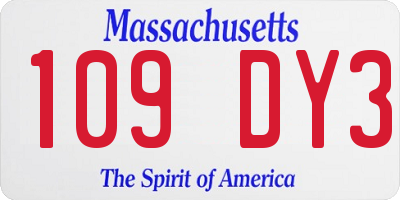 MA license plate 109DY3