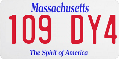 MA license plate 109DY4