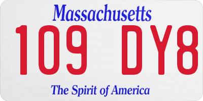 MA license plate 109DY8