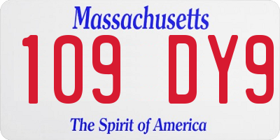 MA license plate 109DY9