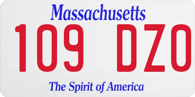 MA license plate 109DZ0