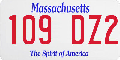 MA license plate 109DZ2