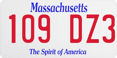 MA license plate 109DZ3