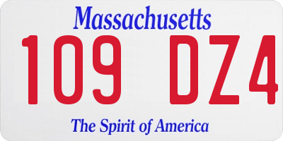 MA license plate 109DZ4