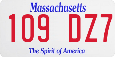 MA license plate 109DZ7