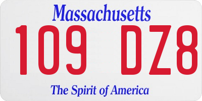 MA license plate 109DZ8