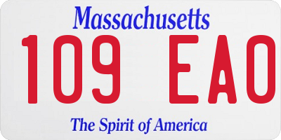 MA license plate 109EA0