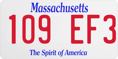 MA license plate 109EF3