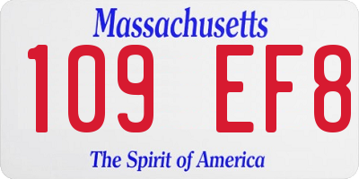 MA license plate 109EF8