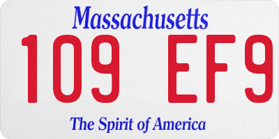 MA license plate 109EF9
