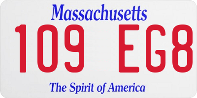 MA license plate 109EG8
