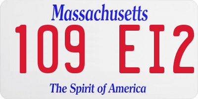 MA license plate 109EI2