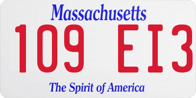 MA license plate 109EI3