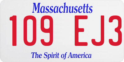 MA license plate 109EJ3