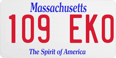 MA license plate 109EK0